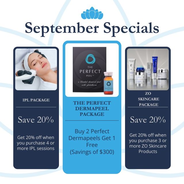 🌟September Specials at Dilworth Facial Plastic Surgery!🌟

Refresh and rejuvenate your skin with these incredible offers this month:

1. IPL Package: Save 20% when you purchase 4 or more IPL sessions. 
2. The Perfect DermaPeel Package:Buy 2 Perfect DermaPeels and get 1 free! (Savings of $300) 
3. ZO Skincare Package Save 20% when you purchase 3 or more ZO Skincare products. 

Don’t miss out on these limited-time deals! Call us 980-949-6544 or DM us to book your appointment today.

#DilworthFacialPlasticSurgery #SeptemberSpecials #CharlotteNC #CharlotteBotox  #CharlotteIPL #PerfectDermaPeelCharlotte