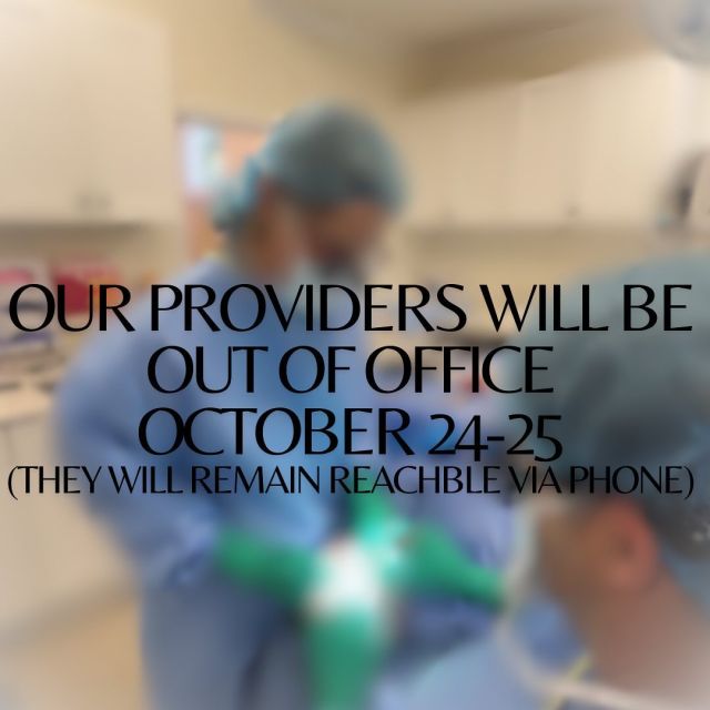 Our providers are heading out of town to attended the annual AAFPRS conference! They will be out of office Thursday and Friday but will remain available via phone. Please do not hesitate to reach out with any questions or concerns. 

#AAFPRS #knowledgeispower #plasticsurgeryconference